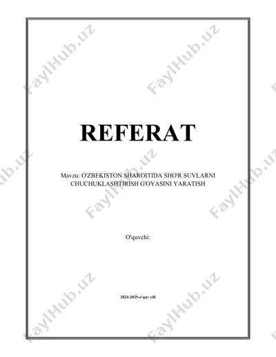o'zbekiston sharoitida sho'r suvlarni chuchuklashtirish g'oyasini yaratish — DOCX