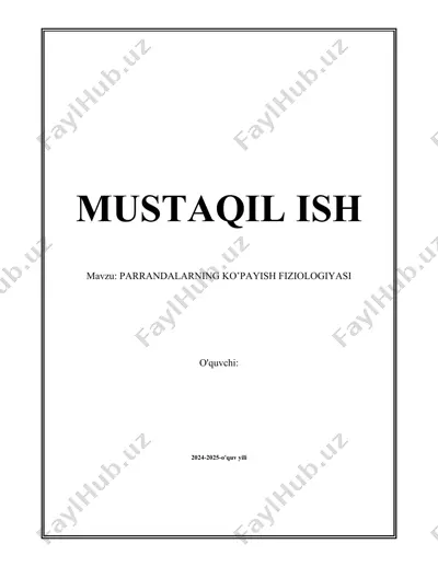parrandalarining ko’payish fiziologiyasi — DOCX