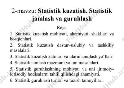 statistik kuzatish va tahlil — PDF