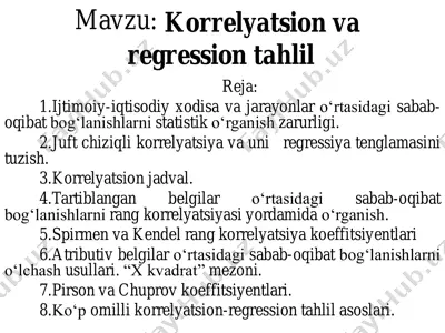 korrelyatsion va regression tahlil — PDF