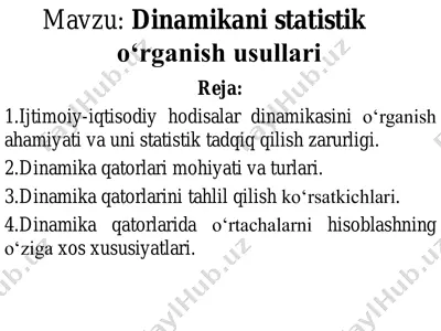 dinamikani statistik o‘rganish usullari — PDF
