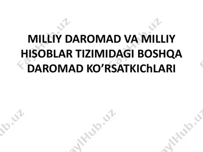 milliy daromad va milliy hisoblar tizimidagi daromad ko‘rsatkichlari — PDF