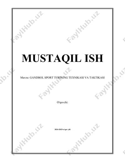 gandbol sport turining texnikasi va taktikasi — DOCX
