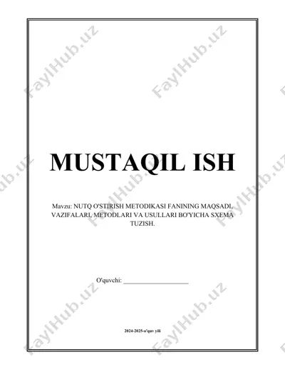 nutq o'stirish metodikasi fanining sxemasi — DOCX