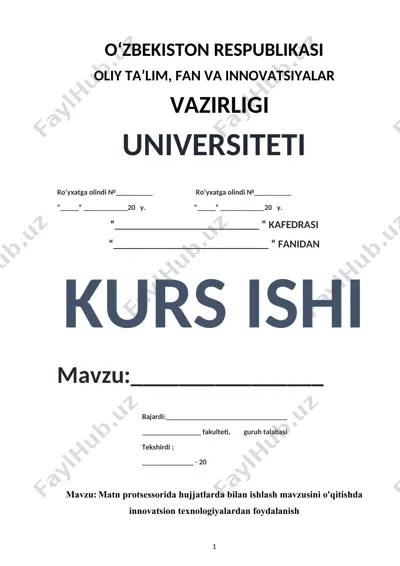 matn protsessorida hujjatlarda bilan ishlash mavzusini o'qitishda innovatsion texnologiyalardan foydalanish.docx — DOCX