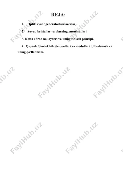 optik kvant generatorlar va texnologiyalar — DOCX