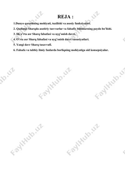 dunyoqarash va falsafa rivojlanishi — DOCX