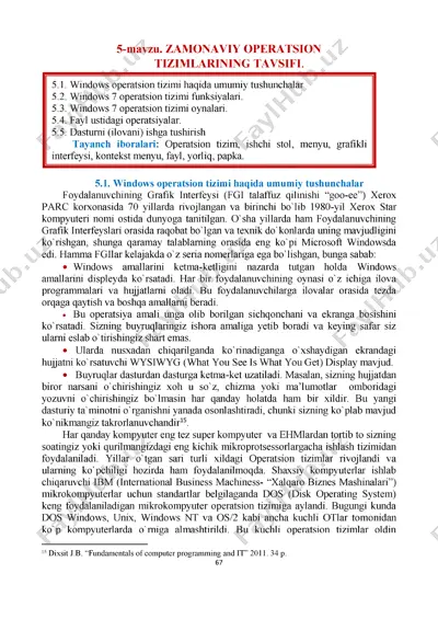 zamonaviy operatsion tizimlar tavsifi — PDF