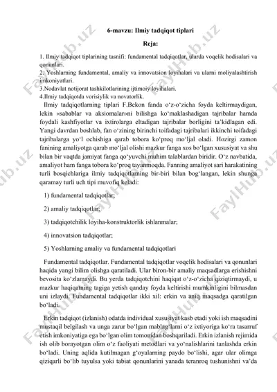 ilmiy tadqiqot tiplari — DOCX