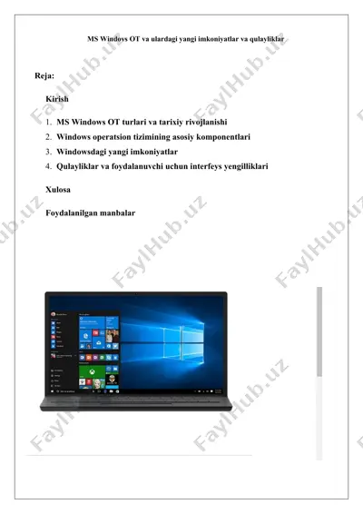 ms windows ot va ulardagi yangi imkoniyatlar va qulayliklar — DOCX