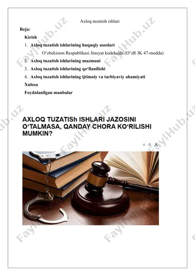 axloq tuzatish ishlari — DOCX