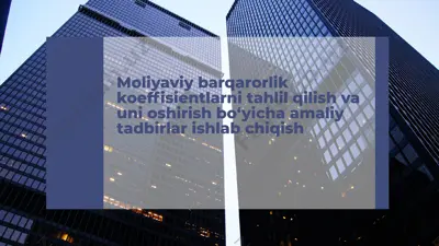 moliyaviy barqarorlikni tahlil qilish va uni oshirish bo‘yicha amaliy tadbirlar — PPTX