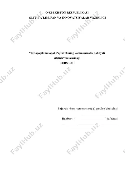 pedagogik muloqot o‘qituvchining kommunikativ qobilyati sifatida — DOCX