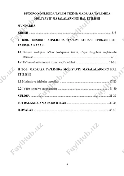 buxoro xonligida ta'lim tizimi: madrasa ta'limida moliyaviy masalalarning hal etilishi — PDF