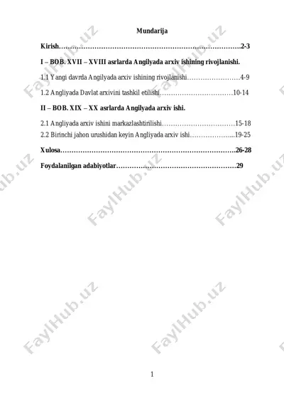 angliyada arxiv ishining rivojlanishi — PDF
