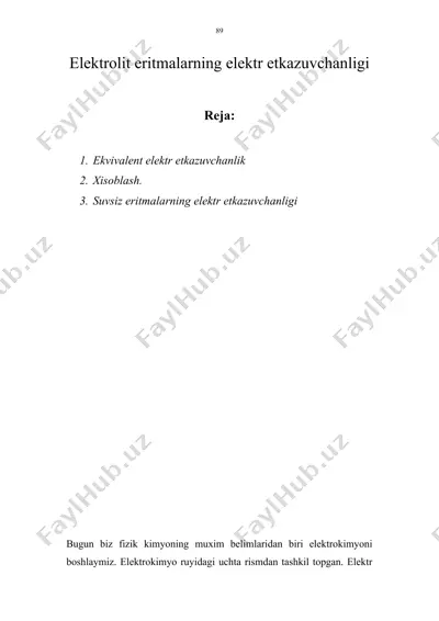 elektrolit eritmalarning elektr etkazuvchanligi — DOC