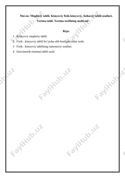 miqdoriy tahlil va tortma tahlil usullari — DOCX
