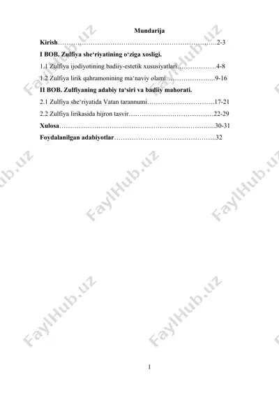 zulfiya she‘riyatining o‘ziga xosligi — DOCX