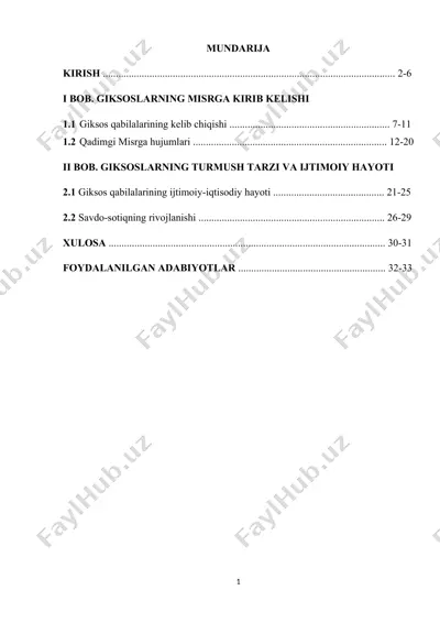 giksoslarning misrga kirib kelish tarixi — DOCX