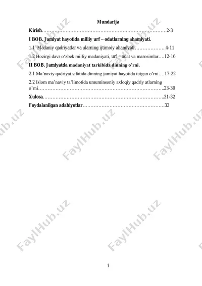 jamiyat hayotida milliy urf – odatlar va dinlararo munosabatlar — PDF