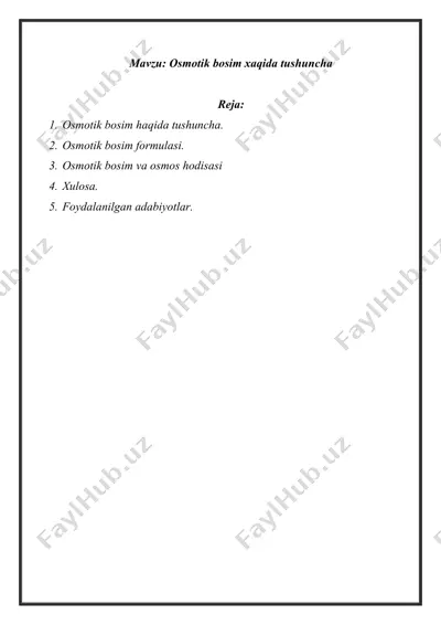 osmotik bosim xaqida tushuncha — DOCX
