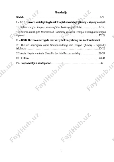 buxoro amirligi va ashtarxoniylar inqirozi — PDF