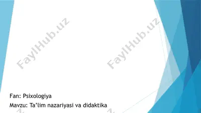 ta’lim nazariyasi va didaktika — PPTX