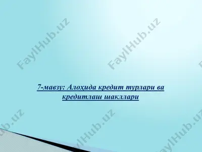 alohida kredit turlari va kreditlash shakllari — PPTX
