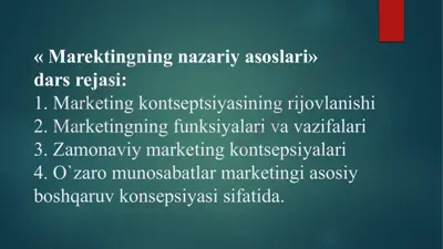 marketing nazariyasi haqida ma'ruza — PPTX
