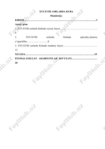 xvi-xviii asrlarda kuba — DOCX