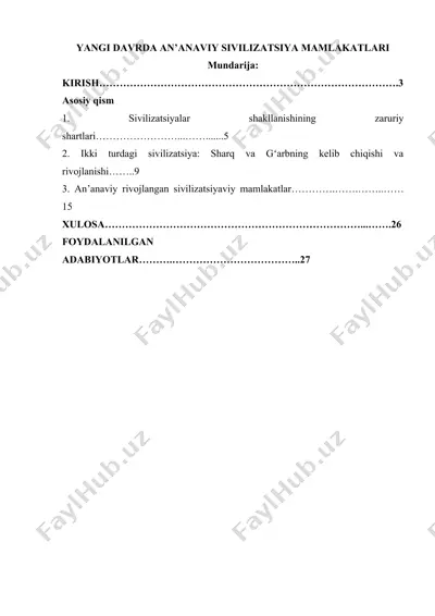 yangi davrda an’anaviy sivilizatsiya mamlakatlari — DOCX