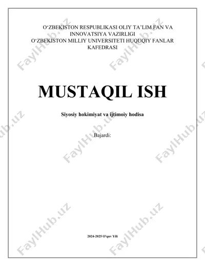 siyosiy hokimiyat va ijtimoiy hodisa — DOCX