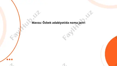 õzbek adabiyotida noma janri — PPTX