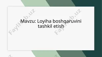 loyiha boshqaruvini tashkil etish — PPTX