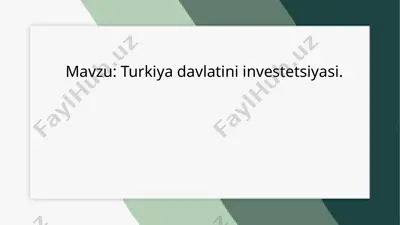 turkiyadagi investitsiya muhiti — PPTX