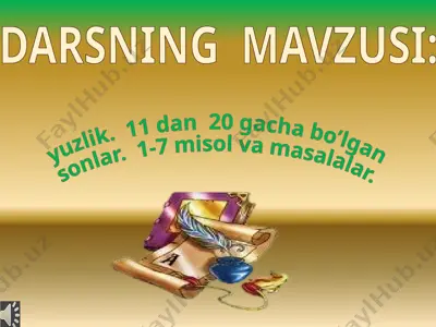 1-sinf matematika 11 dan 20 gacha bo’lgan sonlar dars taqdimoti — PPTX