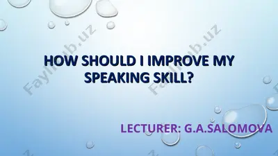 improving speaking skill in young learner classes — PPT