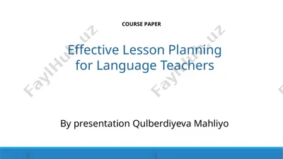effective lesson planning for language teachers — PPTX