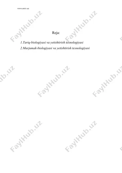 tariq va marjumak ekinlarining biologiyasi va yetishtirish texnologiyasi — DOC