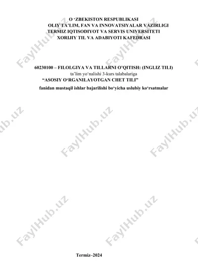 filologiya va tillarni o'qitish: ingliz tili — DOCX