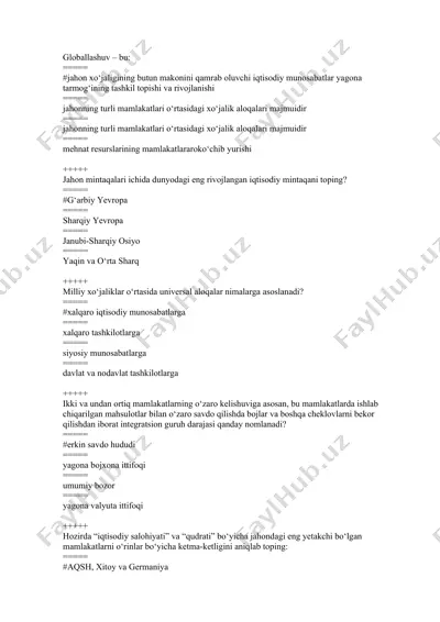 халқаро iqtisodiy ташкилотлар test — DOCX