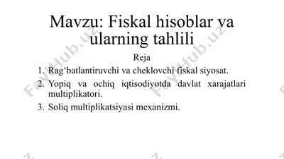 fiskal hisoblar va ularning tahlili — PPTX