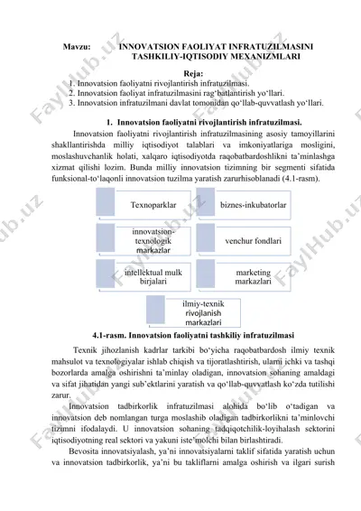 innovatsion faoliyat infratuzilmasini tashkiliy-iqtisodiy mexanizmlari — DOCX