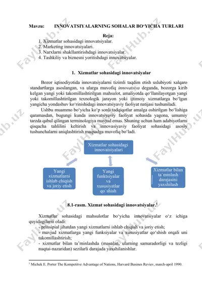innovatsiyalarning sohalar bo‘yicha turlari — DOCX