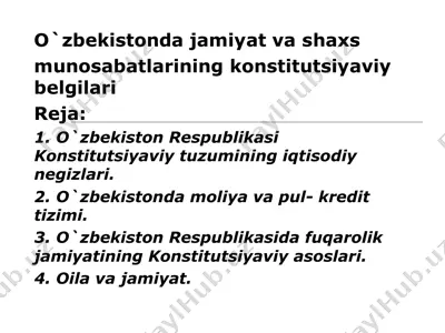 o`zbekistonda jamiyat va shaxs munosabatlarining konstitutsiyaviy belgilari — PPT
