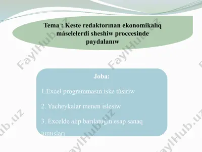 excel programmada ámál isleü — PPTX
