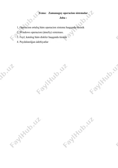 zamanagoy operacion sistemalar — DOCX