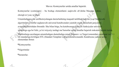konteynerlar ustida amallar bajarish — PPTX