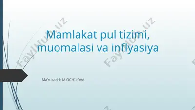 mamlakat pul tizimi, muomalasi va inflyasiya — PPTX