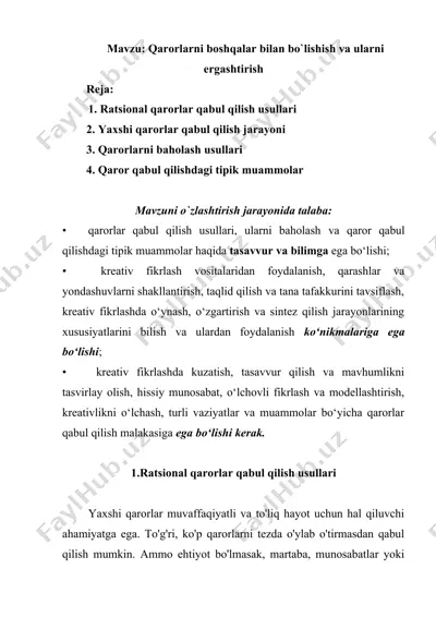qarorlarni boshqalar bilan bo`lishish va ularni — DOCX